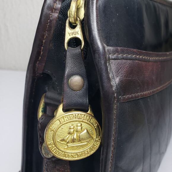 Brahmin Vintage Crossbody Bag Black Brown Leather Purse Bag Soft Textured Y2K - Picture 11 of 16